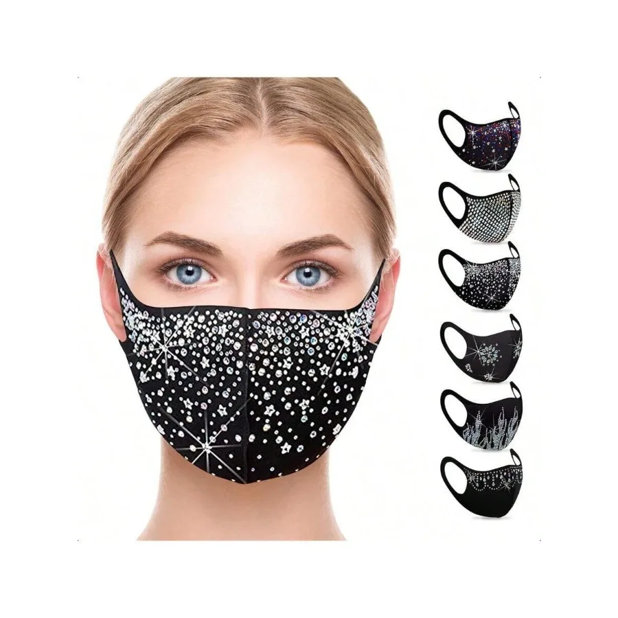 

Ciana Rhinestone Masquerade Face Mask With Adjustable Ear Loops Bling Fashion Mask For Women-0166