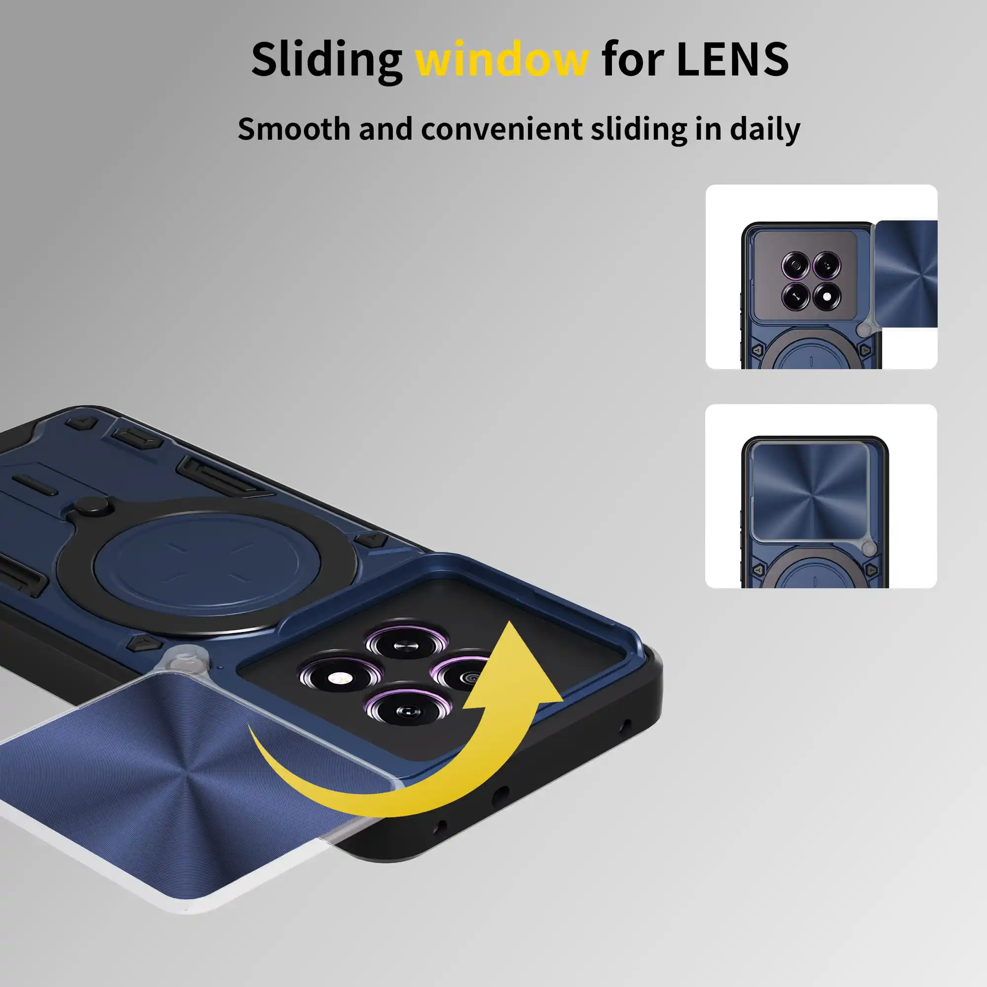 Oppo F29 마그네틱 슬라이드 카메라 보호 F29 Pro 커버 360 회전 킥 스탠드 갑옷 링 Funda Capa 용 케이스