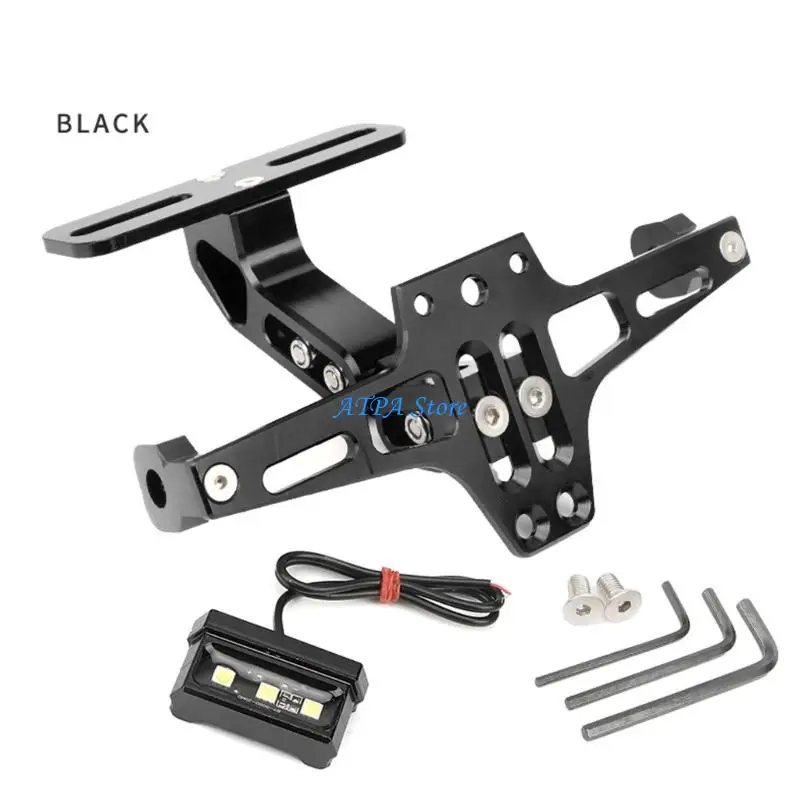 

U13C Quick Install Adjustable Motorcycle License Plate Holder LED Equipped Aluminum Alloy Bracket For Enhanced Visibility