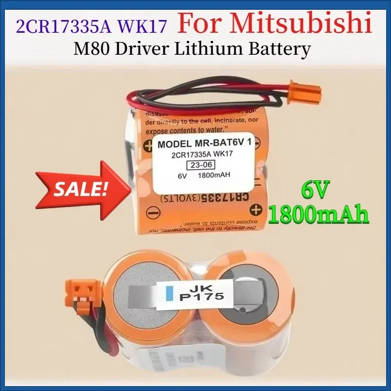 

For Mitsubishi M80 Driver Battery MR-BAT6V1 MR-BAT6V1SET 6V 1800mAh, Servo/PLC Lithium Battery 2CR17335A WK17 for M80 Drive