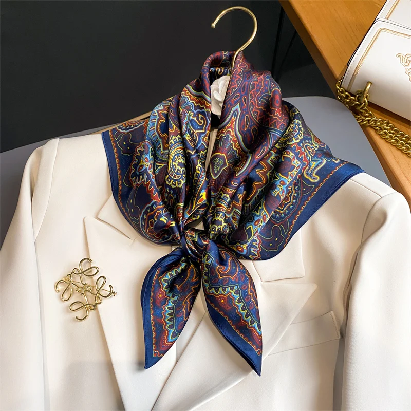 100% Real Silk Scarf Fashion Floral Women Handkerchief Printed Female Bandana Neck Hijab Lady Girl Spring Foular Neckerchief