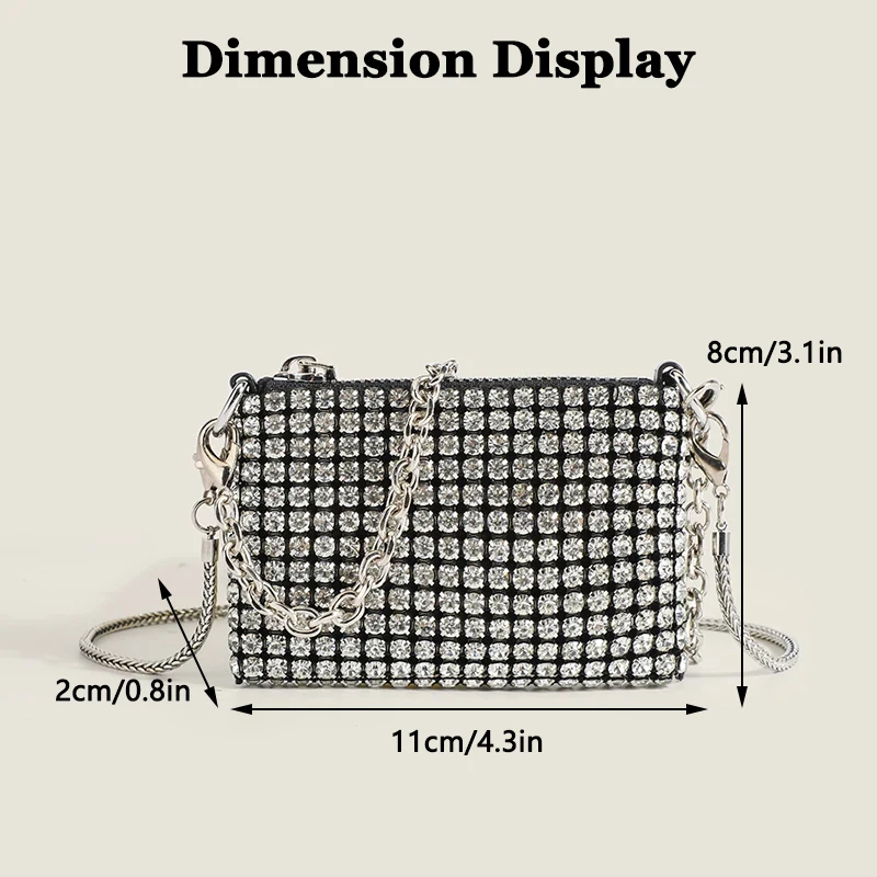 JIOMAY Small and Light Purses for Women Fashion Mini Crossbody Bag Rhinestone Casual Party Evening Bag Exquisite Mini Purse