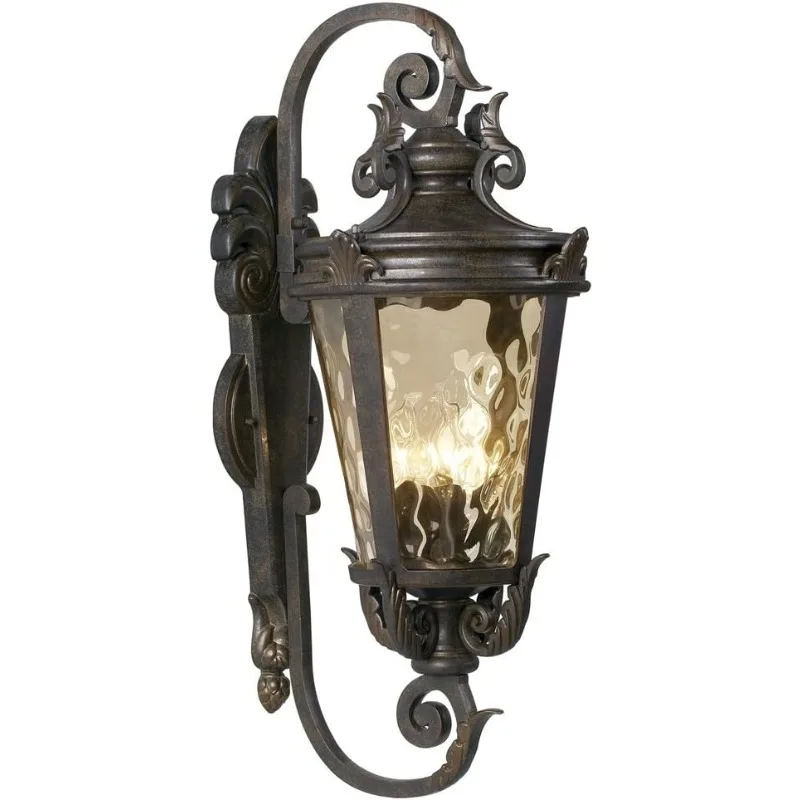 Casa Marseille Rustic Industrial Outdoor Wall Light Fixture Warm Bronze Scroll 27 1/2