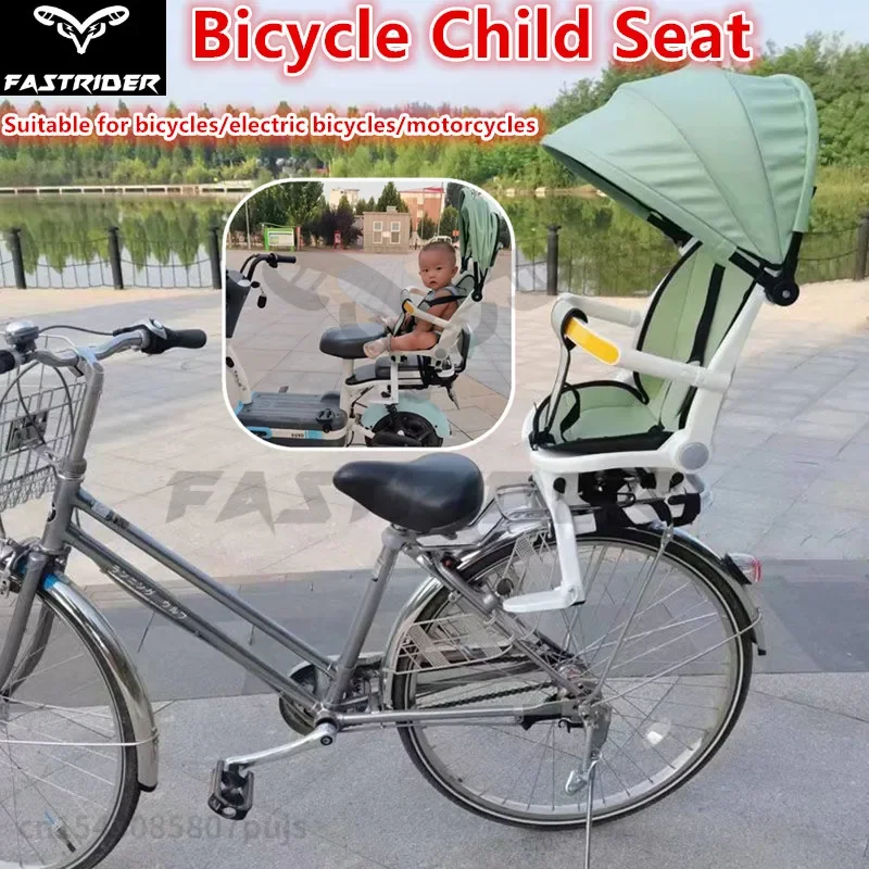 Universal Bicycle Child Seat Electric Bicycle Rear Seats Scooter Motorcycle Safety Seat with Awning and Safety Belt 자전거 좌석