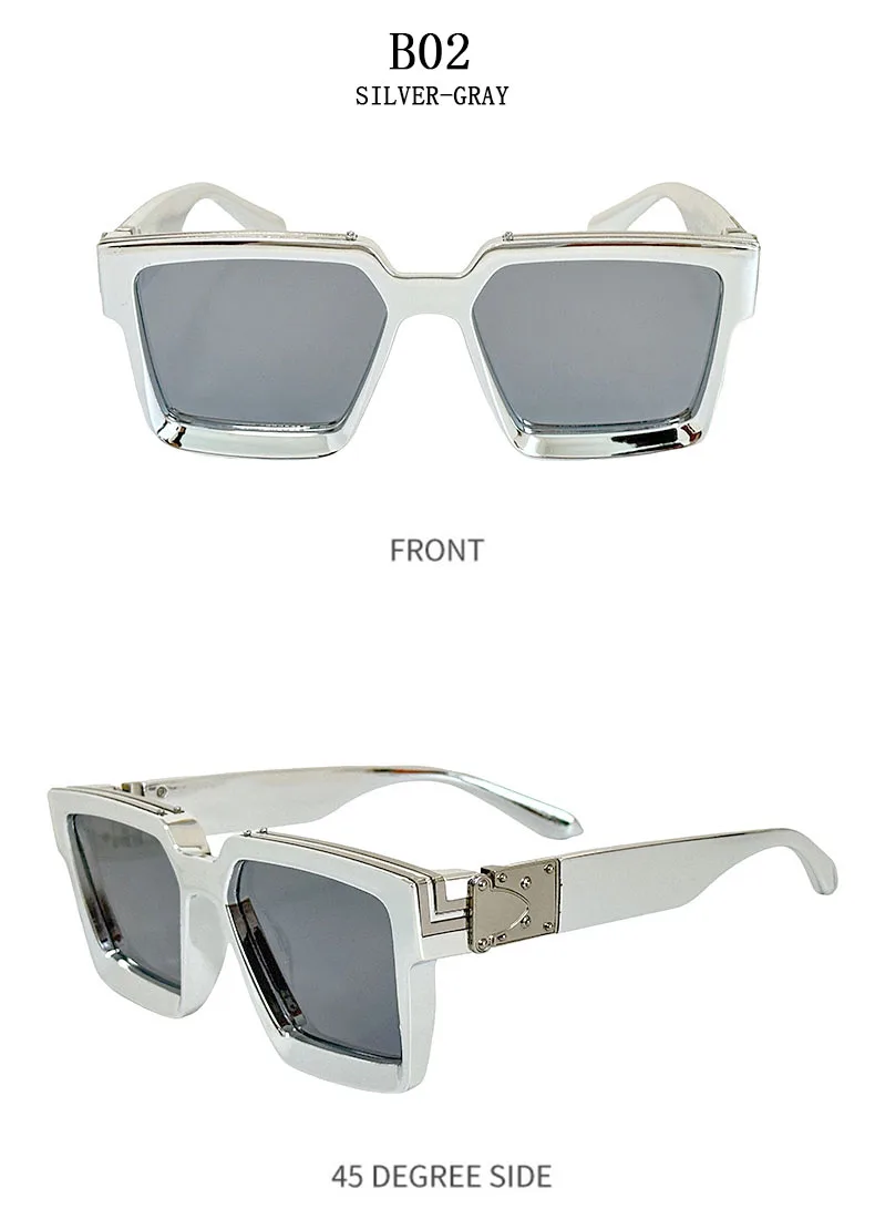 Millionär Quadratische Sonnenbrille Für Männer Retro Sonnenschutz Sonnenbrille Frauen Trendy Und Modische Vintage Mode Gläser Zonnebril – Detail 23