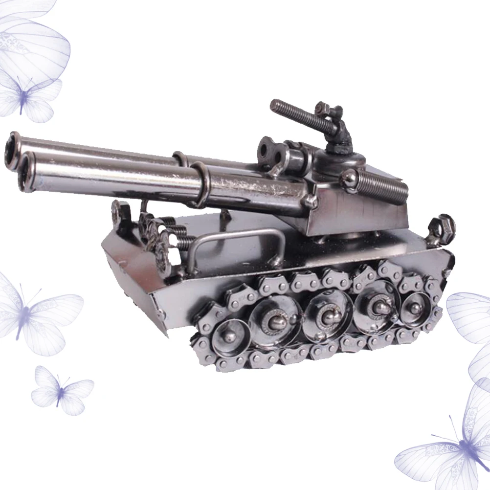

Wrought Iron Motorcycle Ornaments Metal Model Military Tank Vintage Decorations