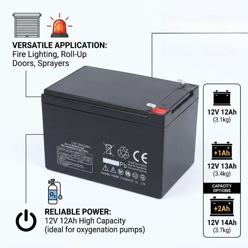 14AHFire Lighting RollerShutter12AH 12V Electric Trolley Spray Battery Flash Light Aerator Lead-acid Storage Stable Battery Pack