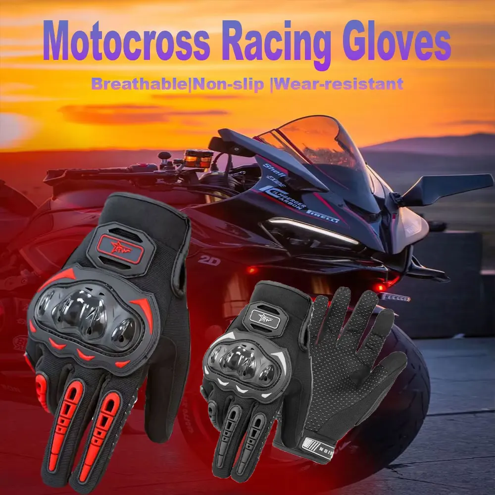 

Summer Breathable Full Finger Motorcycle Gloves Non-slip Wear-resistant Motocross Racing Gloves Touch Screen Moto Biker Gloves