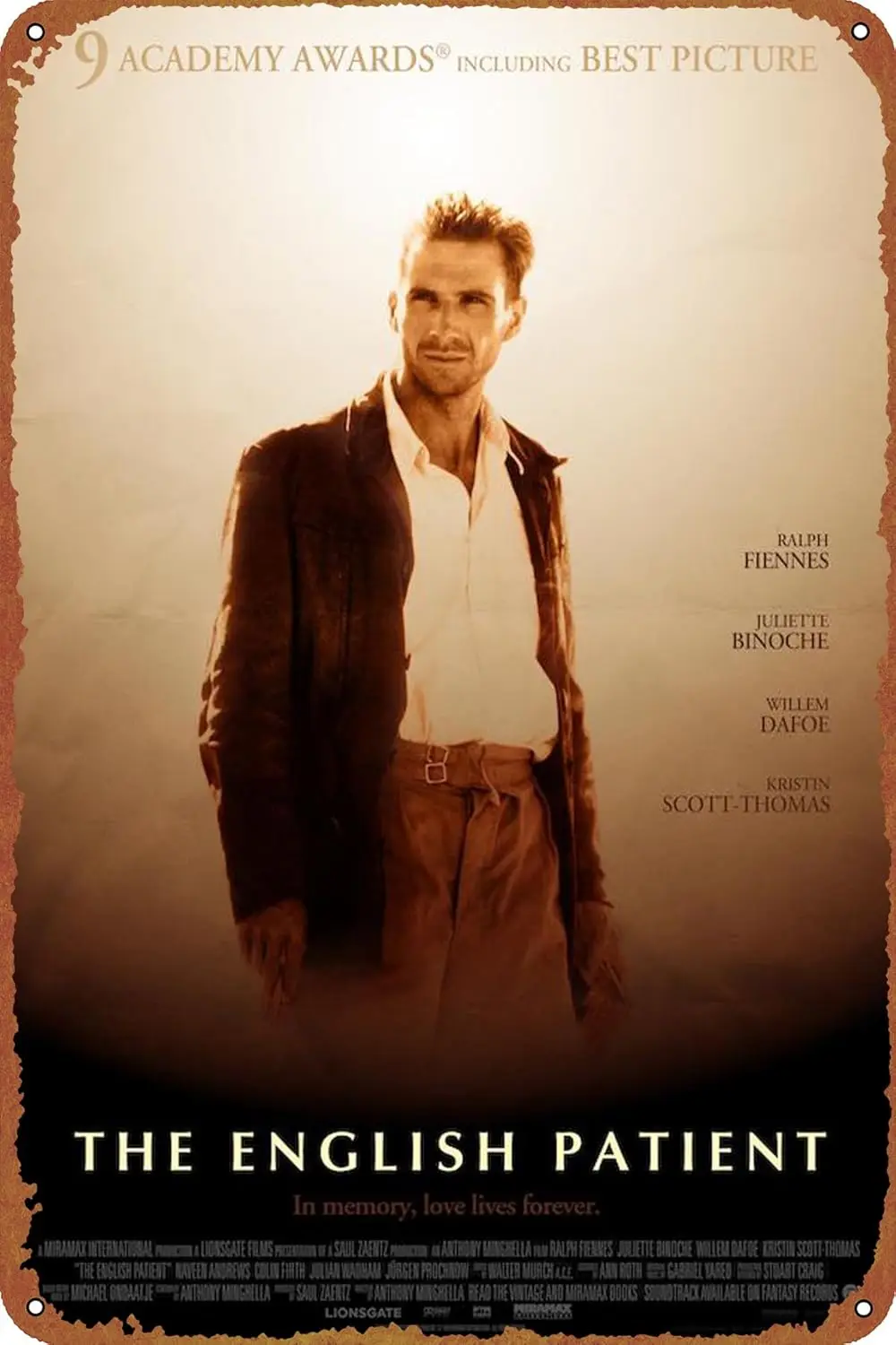 ملصقات فيلم المريض الإنجليزي علامات القصدير علب الفيلم المعدنية الرجعية لبار حانة المقاهي المنزلية جدار ديكور ، 8X12 بوصة (20X30 سم)