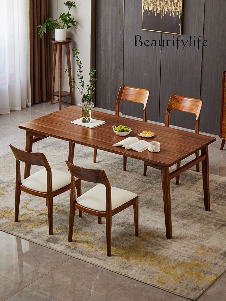 New Chinese Style Solid Wood Ugyen Wood Rectangular Dining Table Modern Light Luxury Household Dining Tables and Chairs Set