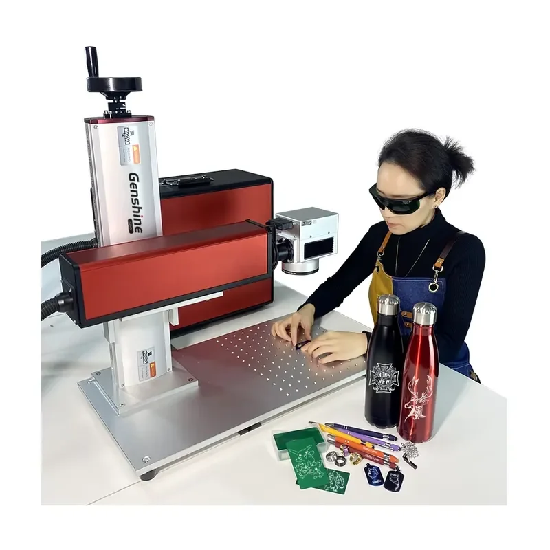 2026 Genshine High efficiency Metal Alloy all industry 20W 30W 50W desktop optical Fiber Marking Machines marker