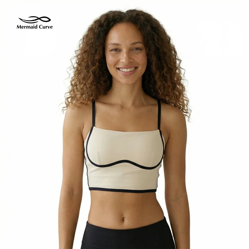 

Модный бесшовный спортивный бюстгальтер 2026 года для женщин: укороченный топ с высокой поддержкой, черной отделкой, беспроводной конструкцией и дышащими бретелями для тренировок