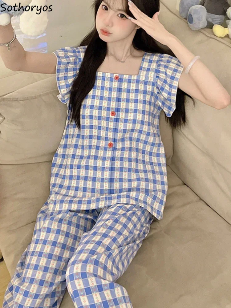 ensemble-pyjama-a-carreaux-pour-femmes-ample-doux-respirant-3-pieces-rembourre-vetements-de-nuit-salon-fille-assorti-avec-tout-mode-coreenne-dortoir-ete