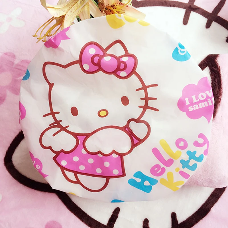 Sanurgente-Bonnet de douche épaissi Hello Kitty Melody pour adulte, grand bonnet de lavage, bonnet de bain étanche, outils de bain