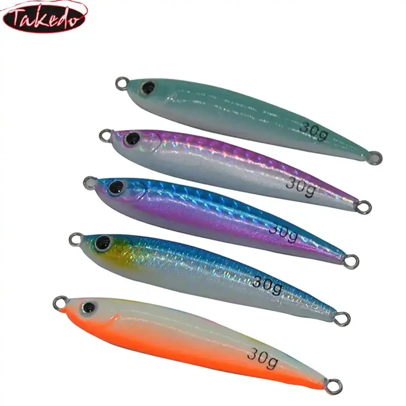 TAKEDO-Luminous Belly Jigging Lure, Fast Sinking Metal Fishing Lures, Artificial Bait for Tuna Bass and Flatfish, 30G, 6.5cm