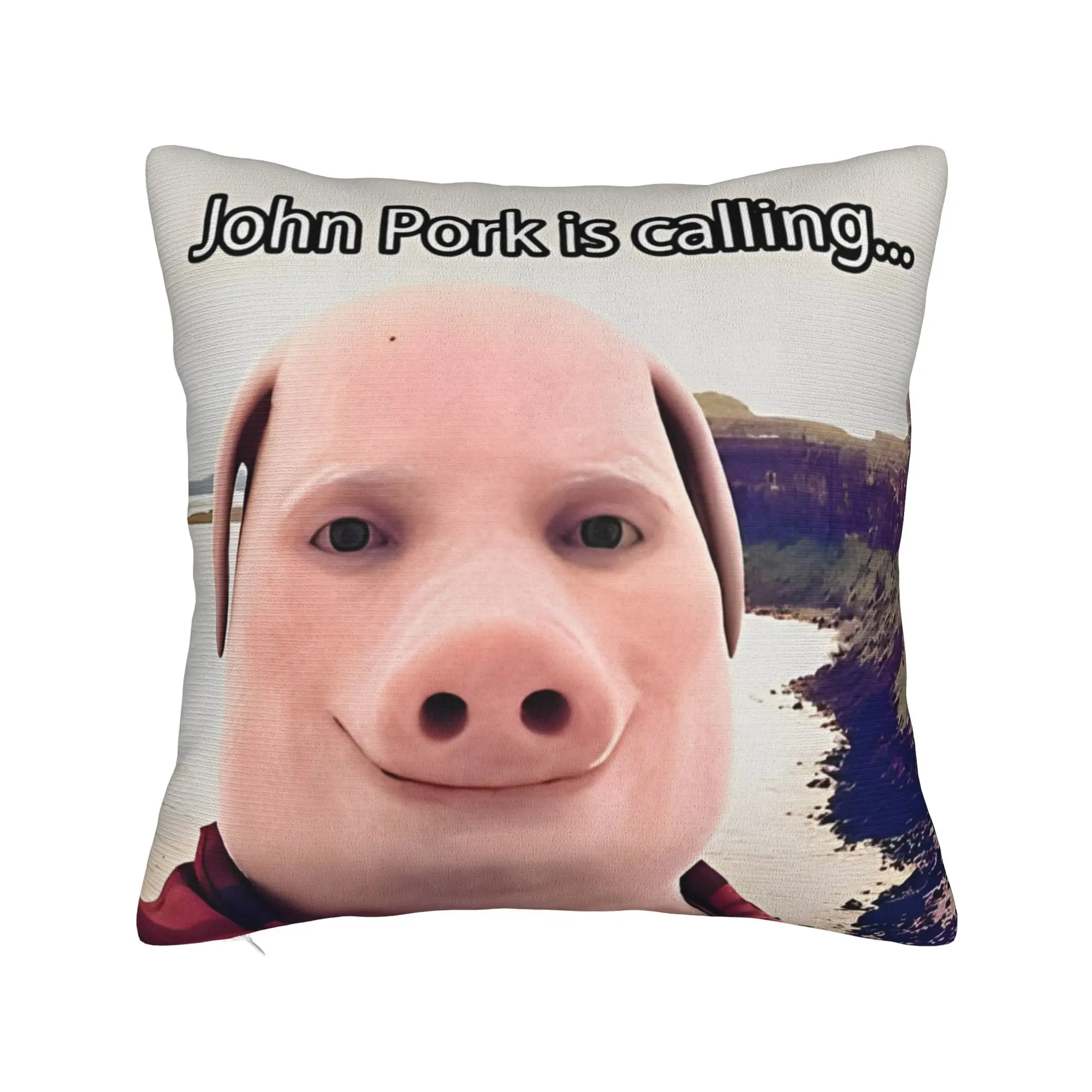 John Pork Is Calling Square Pillowcases Polyester Seat  Cushion Case Cool Decor Pillow Cover 45*45