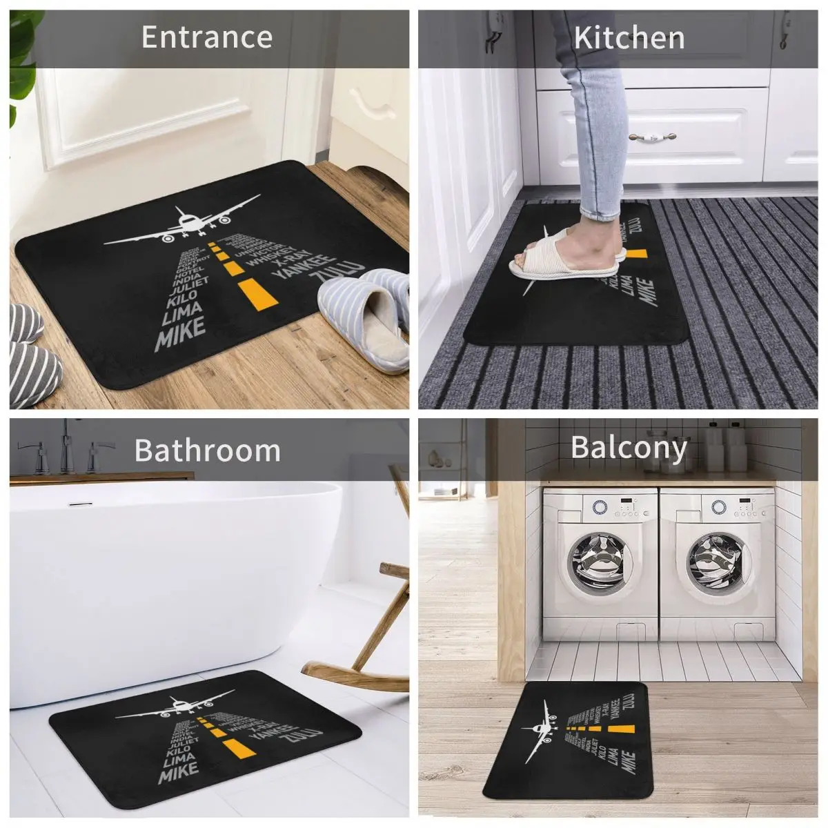 Airplane Pilot Doormat Anti-skid Absorbent Bathroom Floor Mats Home Entrance Rugs Carpet Aviation Departures Arrivals Footpad