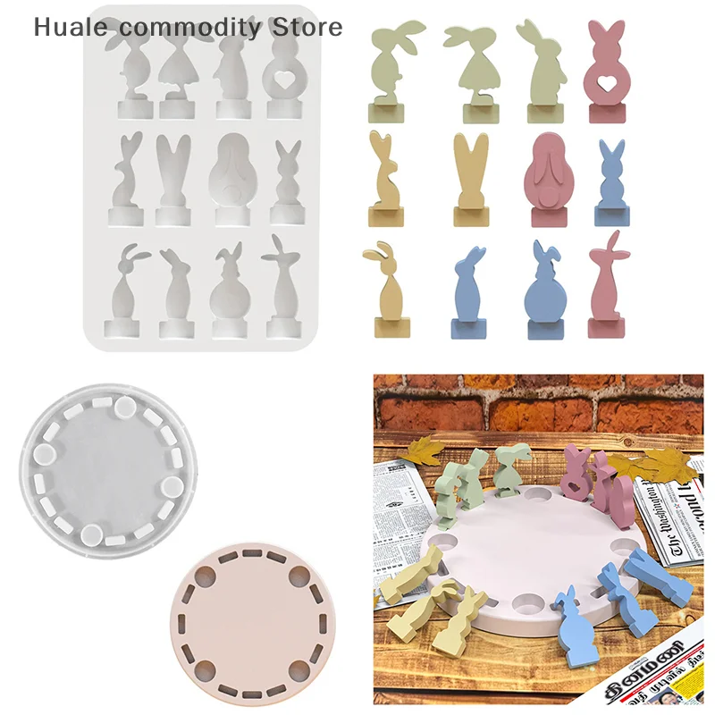 

Пасхальный полый дом с кроликом, дизайн, подсвечник, силиконовая форма, сделай сам, украшения для замка, гипсовая заливная смола, домашний декор, подарок
