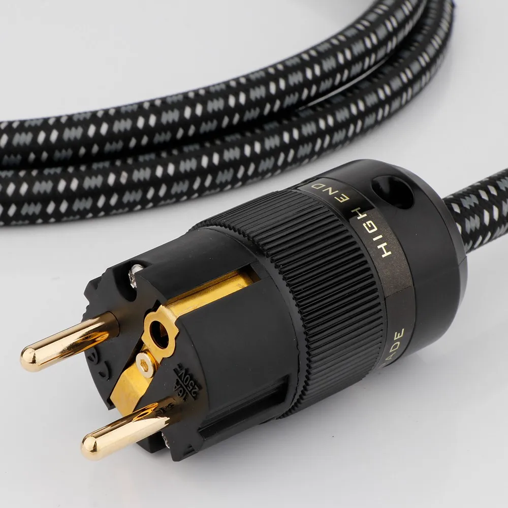 Preffair 13AWG OFC Copper Soft Schuko Mains Power Cord Cable HIFI EU Plug AC Extension Cable Audiophile For CD Tube Amplifier