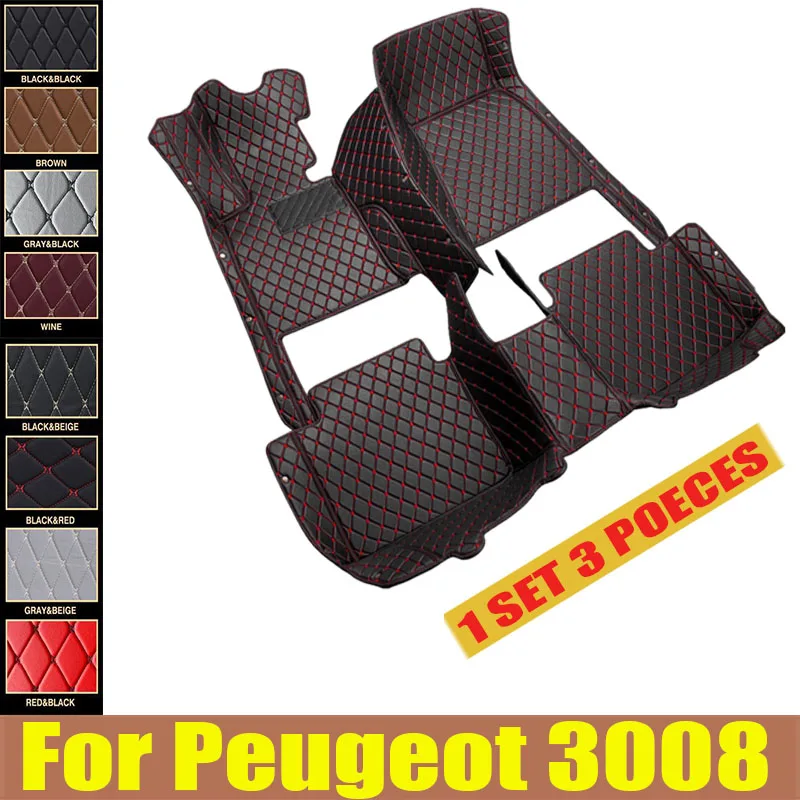 

Car Mats For Peugeot 3008 P84 2017~2023 Leather Floor Mat Carpets Protective Pad Rugs Interior Parts Car trunk mat 2018 2019