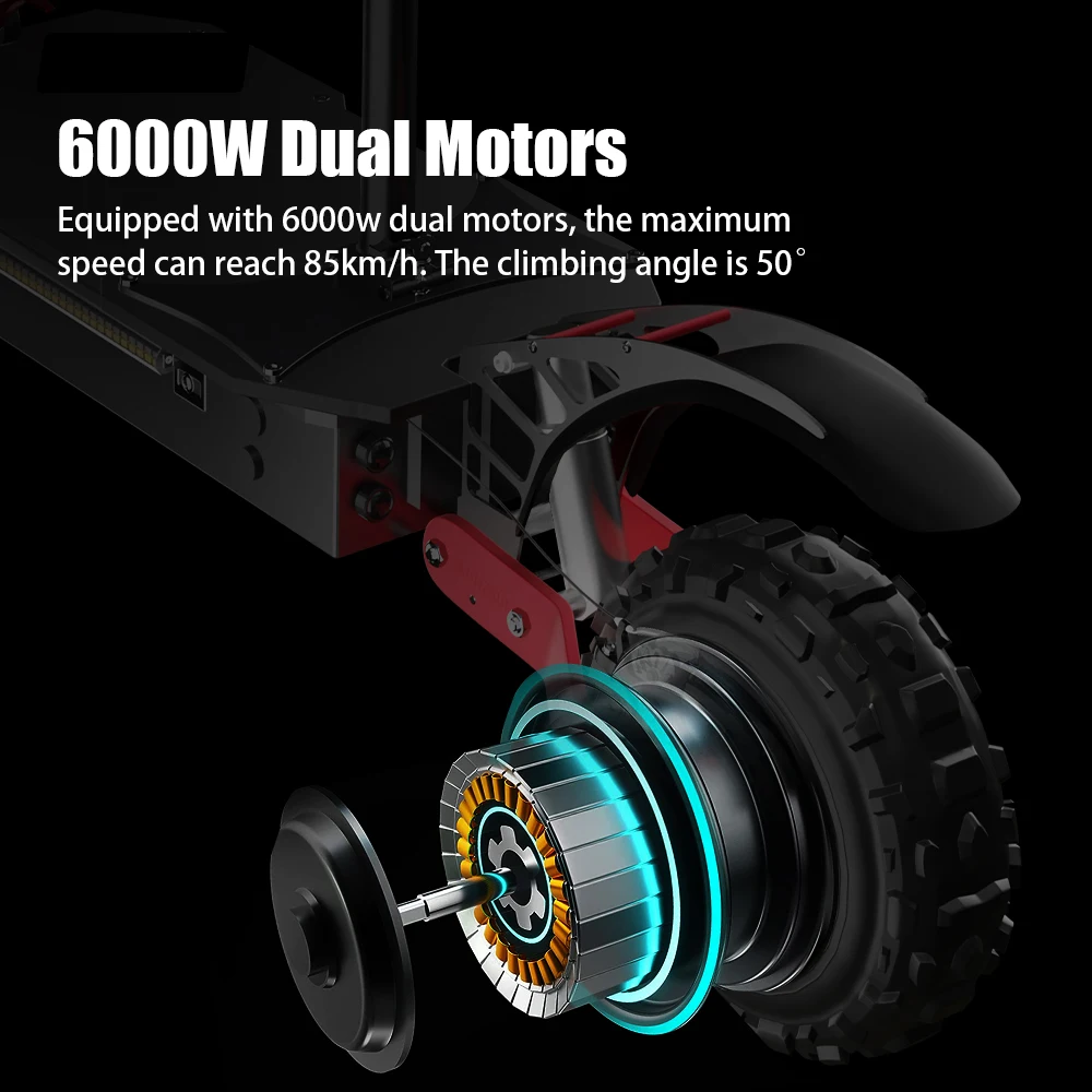 72V 60V 6000W 5600W Electric Scooter 200KG Max Load for Unisex Fast Speed Up to 53MPH Hydraulic Damping Electric Scooter