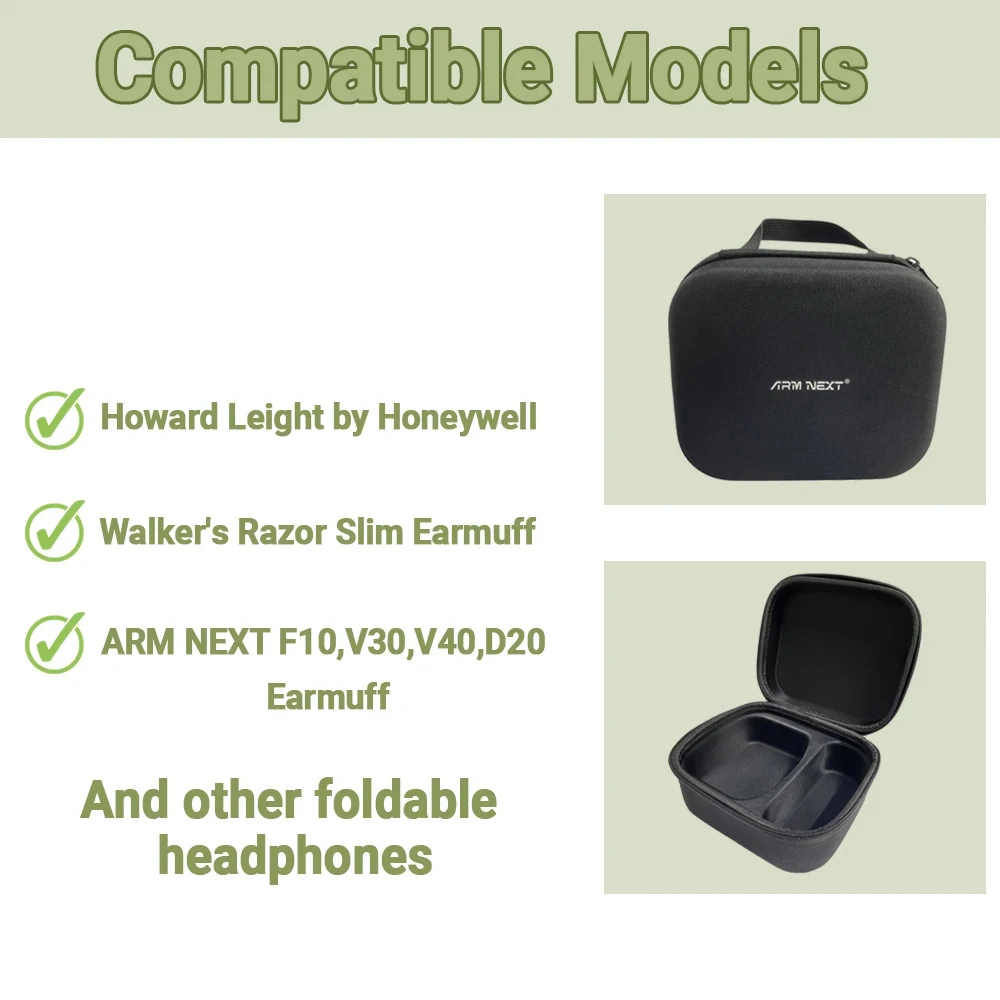 ARM NEXT Hard Storage Travel Case for Electronic Shooting Earmuffs for Impact Hearing Protection Shooter Safety Eyewear Glasses