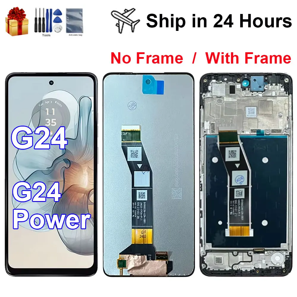 Pantalla LCD de 6,56 pulgadas para Motorola Moto G24 XT2423-1 con marco de Panel táctil digitalizador montaje para moto g24 reemplazo de la pantalla de alimentación