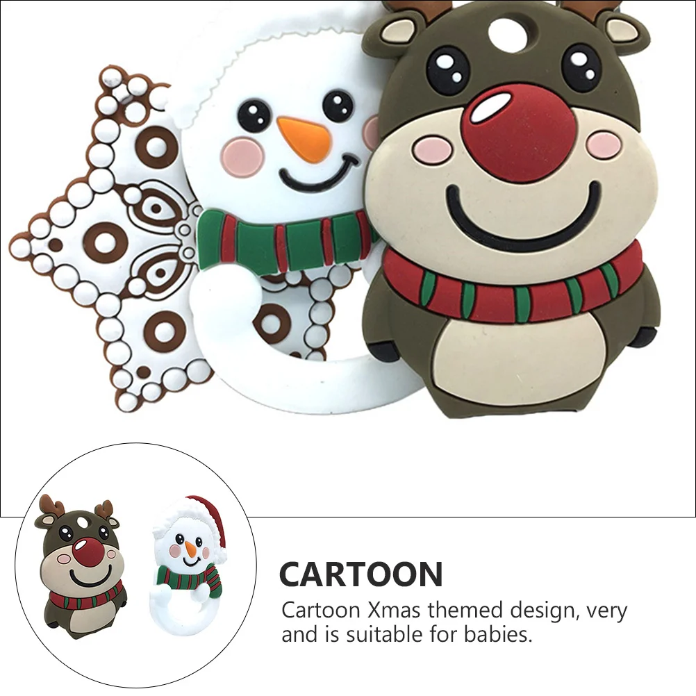 

2Pcs Xmas Silicone Baby Molar Rod Teeth Grinding Stick Chew Soft Safe Practical Xmas Molar Rod Christmas Themed Teether