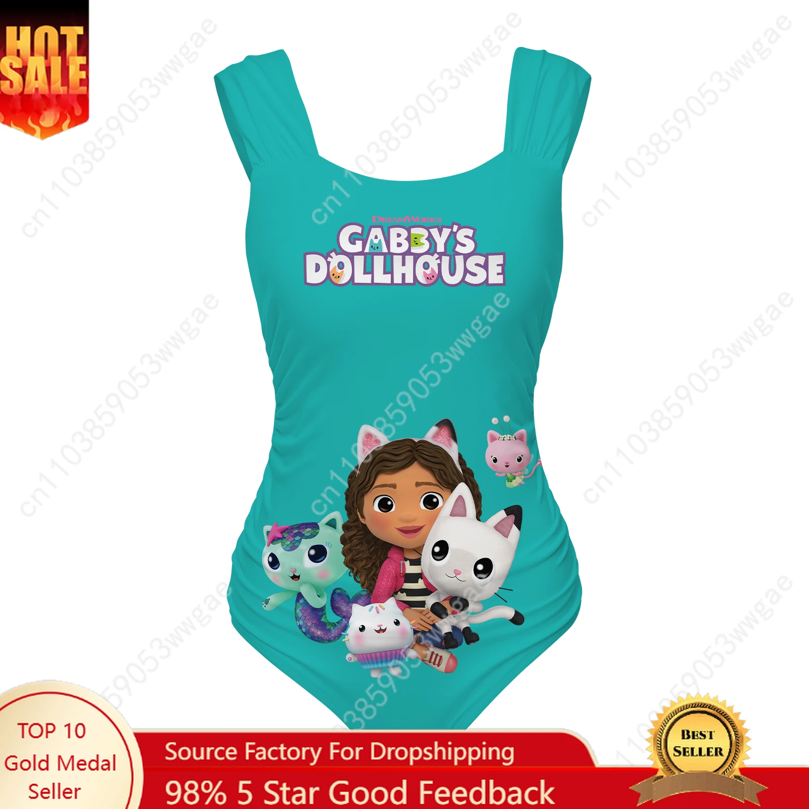 

Gabby's Dollhouse One Piece Swimsuit Wide Strap Womens Bathing Suit Personalized Swimwear Beach Sexy Bikini Customized Beachwear