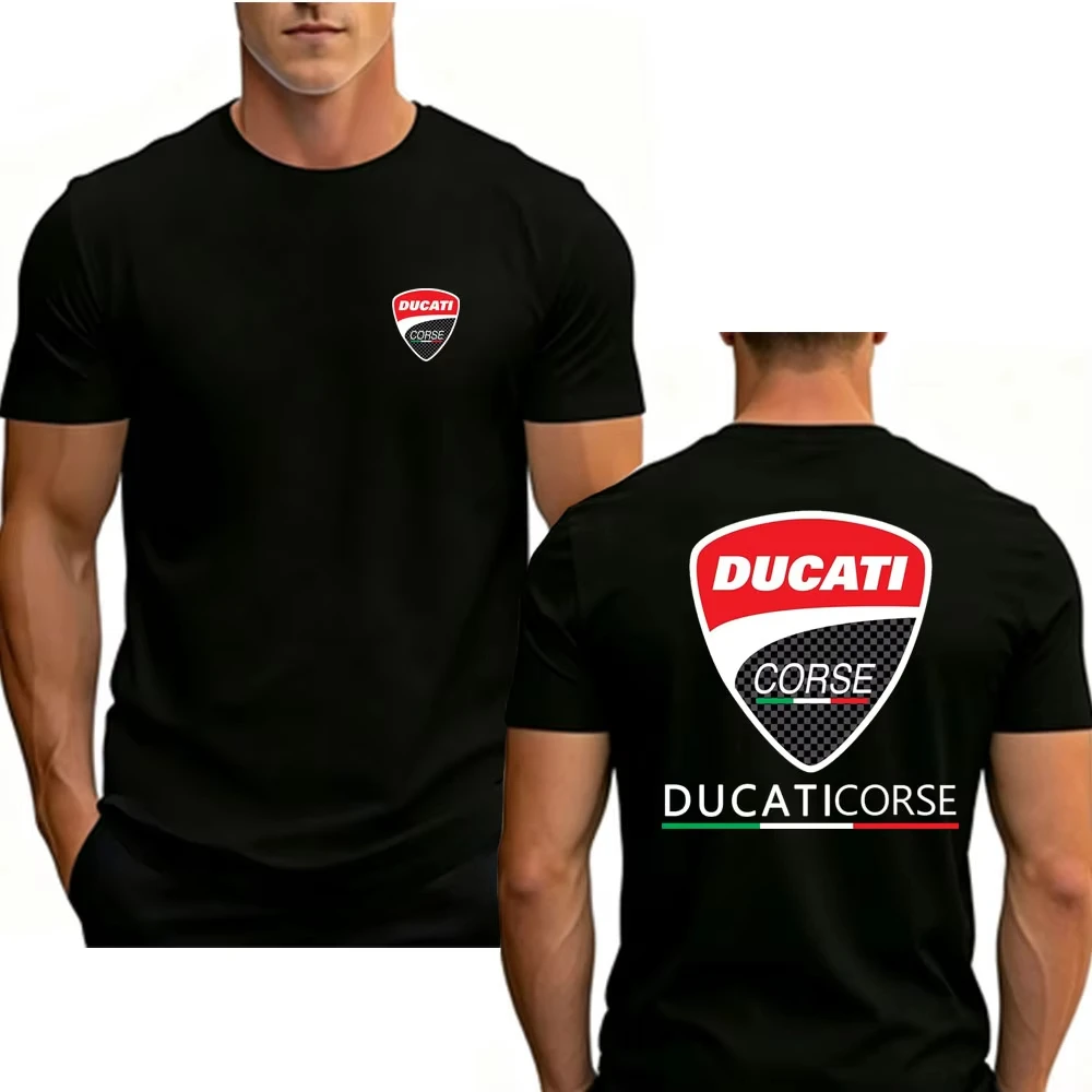 2026 New Men Ducati Corse Racing Men's T-shirt Motorcycle Biker Short Sleeve Tee Breathable Casual Sports Crew Neck Summer Tops