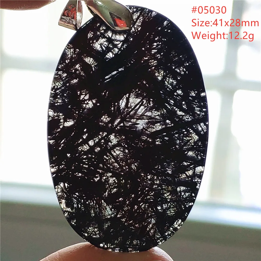 Natural Black Rutilated Quartz Pendant Rutilated Necklace Brazil Rectangle Water Drop Bead Women Men Jewelry AAAAA view 6