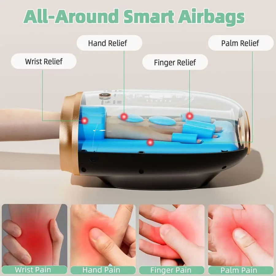 مدلك بالحرارة والضغط، مدلك يدوي بـ 6 فتحات لتمدد الأصابع لالتهاب المفاصل ونفق الرسغ، 6 مستويات ضغط T #3