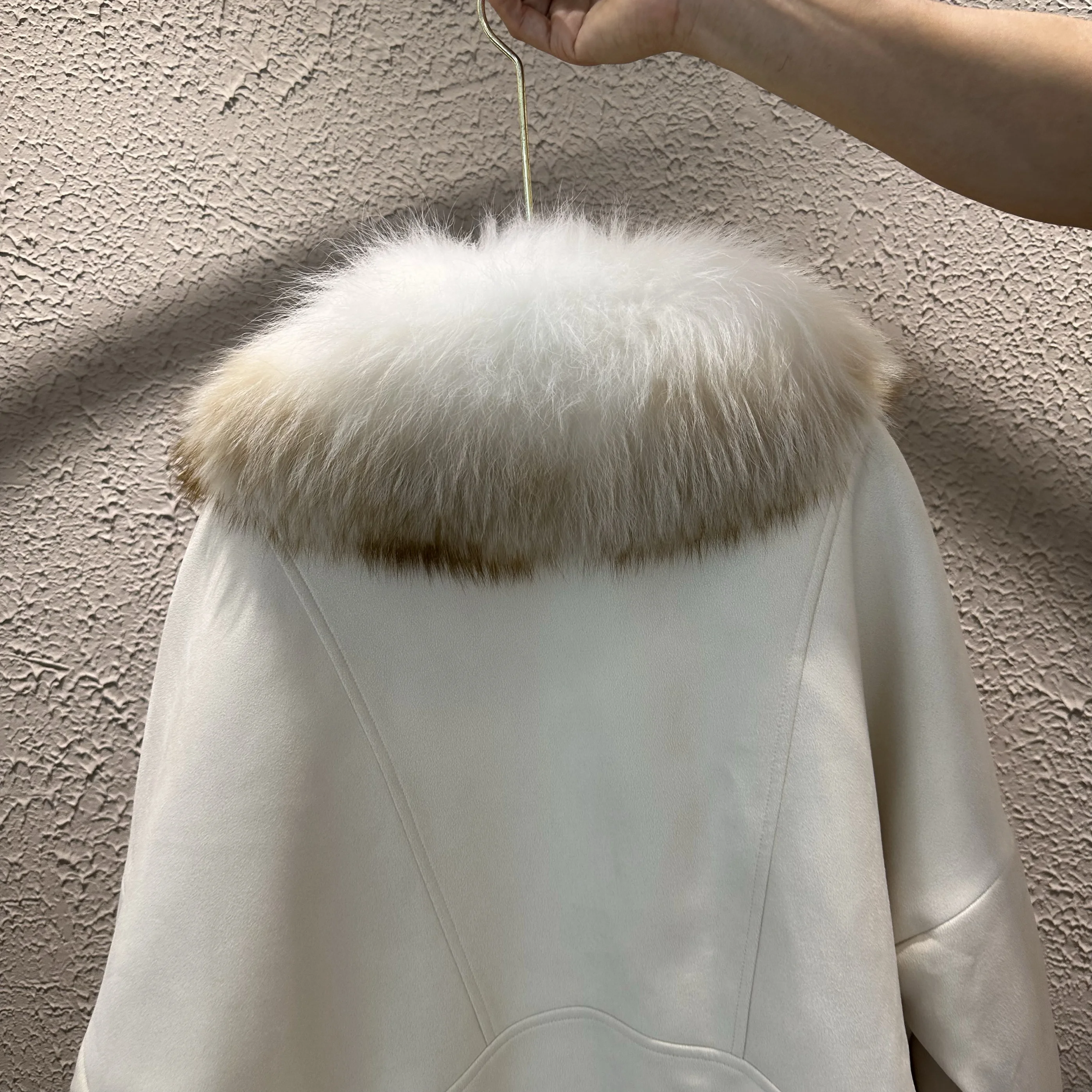 2024 New Fashion Winter Natural Fox Fur Collar Jackets Parkas Women Luxury Mid Length Streetwear