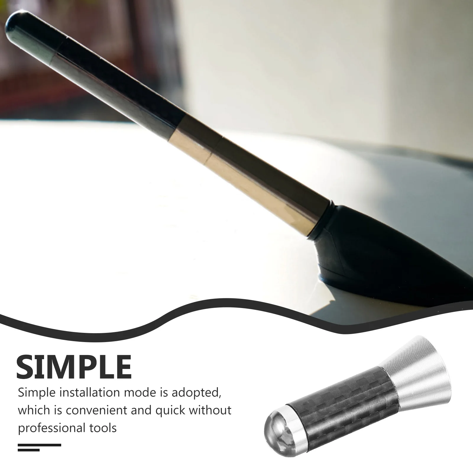 

Carbon Fiber Car Antenna Short Aluminum Alloy Roof Mount Signal Receiver Blue Stylish Easy Install Decorative Radio Antenna For