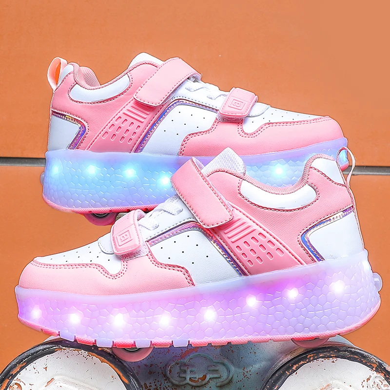 

8-Wheel & 4-Wheel Invisible Roller Sneakers: Kids' Roller Skates, Boys' & Girls' Wheeled Shoes for Students