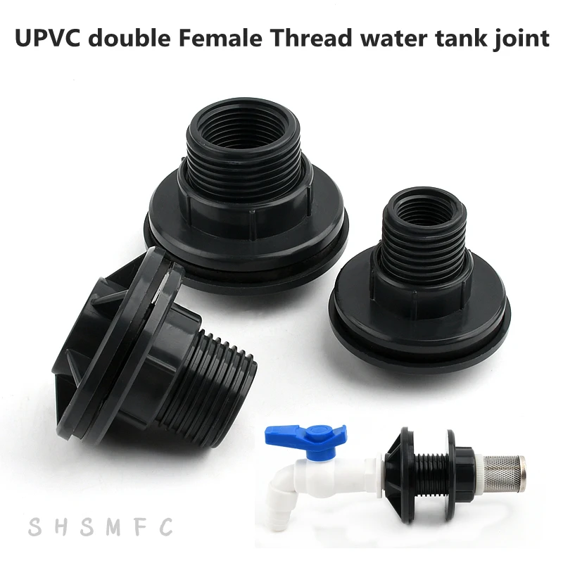 1~10PCS 1/2, 3/4, 1 Inch UPVC Double Female Thread Water Tank Joints Fish Tank Connector Garden Irrigation Accessories