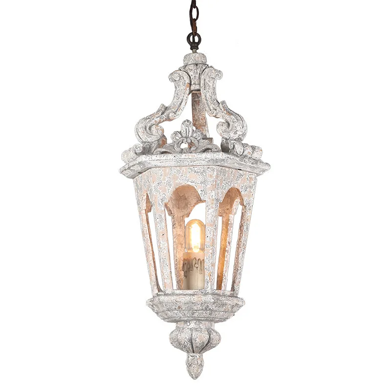 

American country French solid wood retro old dining room living room bedroom dining bar villa wood chandelier