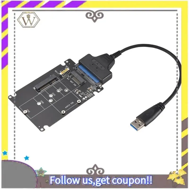 

New M.2 NGFF Or MSATA To SATA 3.0 Adapter USB 3.0 To 2.5 SATA Hard Disk 2 In 1 Converter Reader Card With Cable For PC Laptop