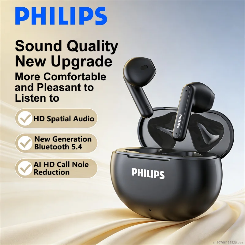 New Philips TAT1199 Earphone Wireless Bluetooth 5.4 Call Noise Reduction Earbuds HiFi Stereo Gaming Music Headphone Long Standby