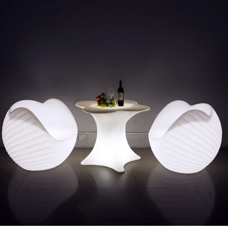 Bar Stool LED Bar Chairs for Events Nightclub Couch LED Furniture Conch Shaped Plastic Change Waterproof with 16 Color PE Modern