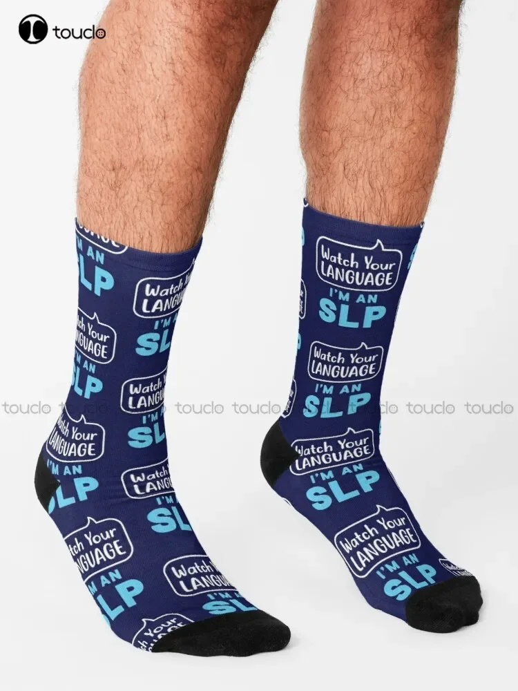 شاهد لغةك أنا جوارب Slp جوارب نسائية للجنسين للكبار في سن المراهقة جوارب شبابية مخصصة 360 °   الطباعة الرقمية