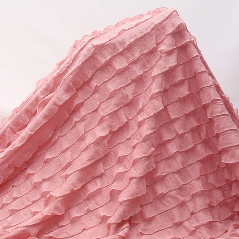 Polyester Stretch Knit Fabric with Lace Ruffle Jacquard – Sewing Dress Women's Embellishment Fabric