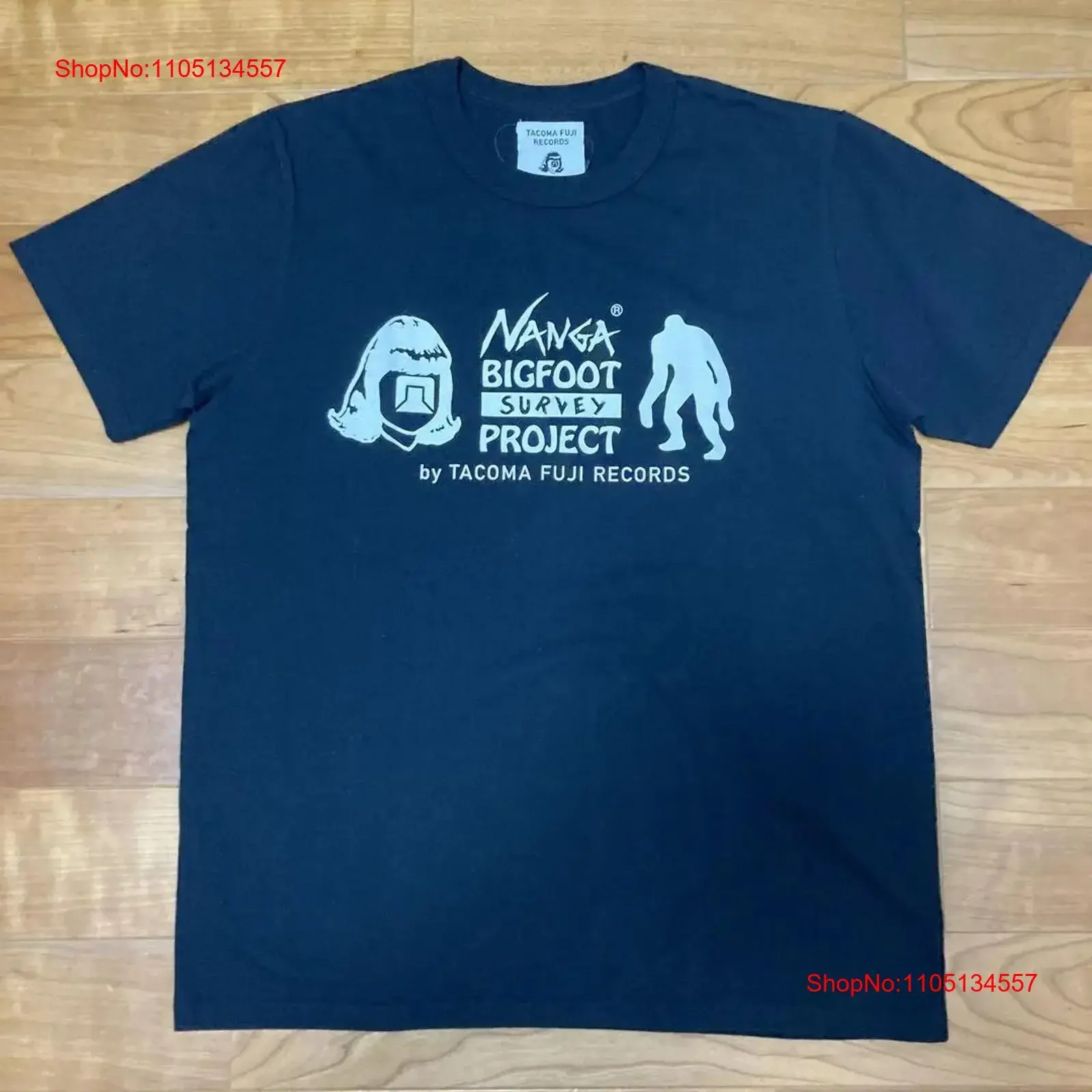 تي شيرت Nanga Takoma Fuji Record تي شيرت أسود M مستعمل من مادة رقيقة عتيقة مغسولة أنيقة للجنسين أوم ملابس خروج ممتدة