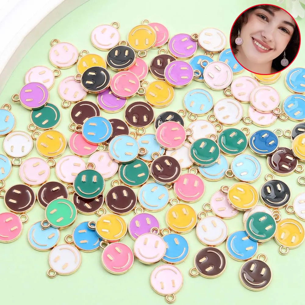 7/14/28pcs Multi-color Smiley Face Shaped Pendant,DIY Earrings,necklaces,bracelets,Christmas,Valentine's Day,Thanksgiving Gifts
