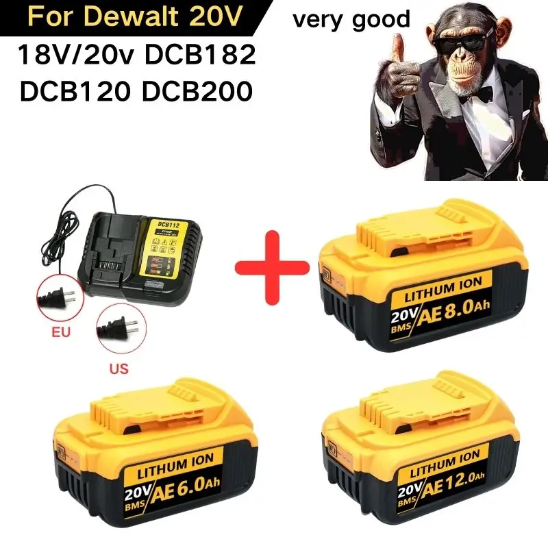 

DCB200 20V Battery Compatible with dewalt power Tools 18V 12Ah rechargeable electric tool Lithium batteries 20V 18Volt 18v 12Ah