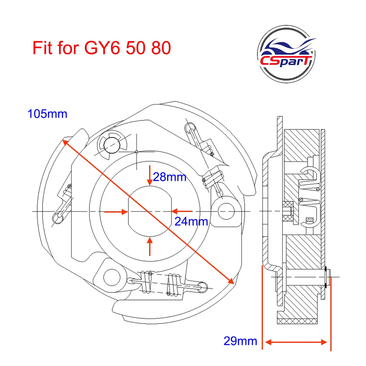 Racing Clutch shoe GY6 50CC 139QMB 139QMA DIO 50 Scooter Taotao Jonway Nst Roketa  Baotian Jmstar Baja Sunl Parts