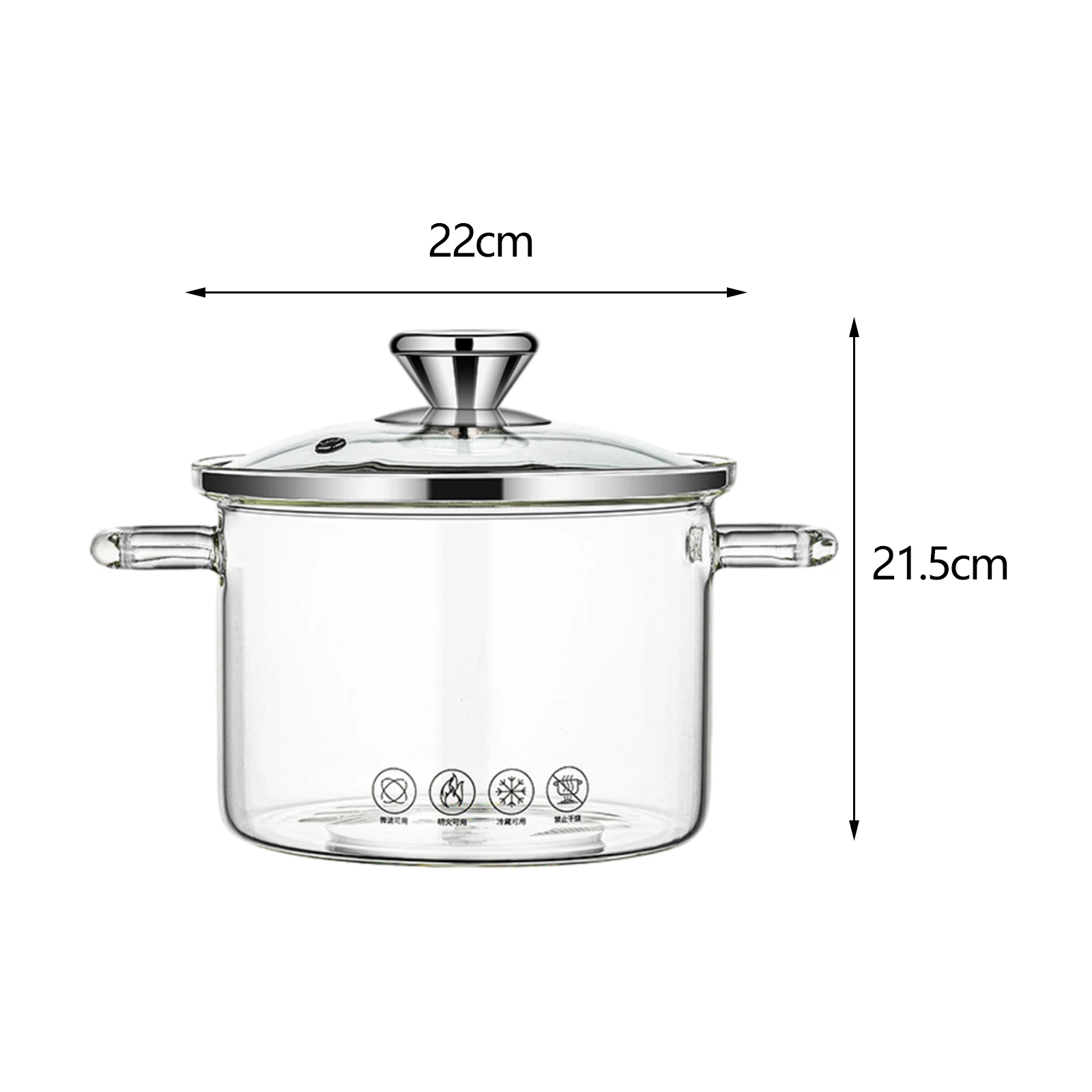 1.3L/1.8L/3.5L/4.5L Glass Saucepan Clear Cooking Pot Mixing Soup High Borosilicate Heat Resistant Glass Pasta Instant Noodle Pot