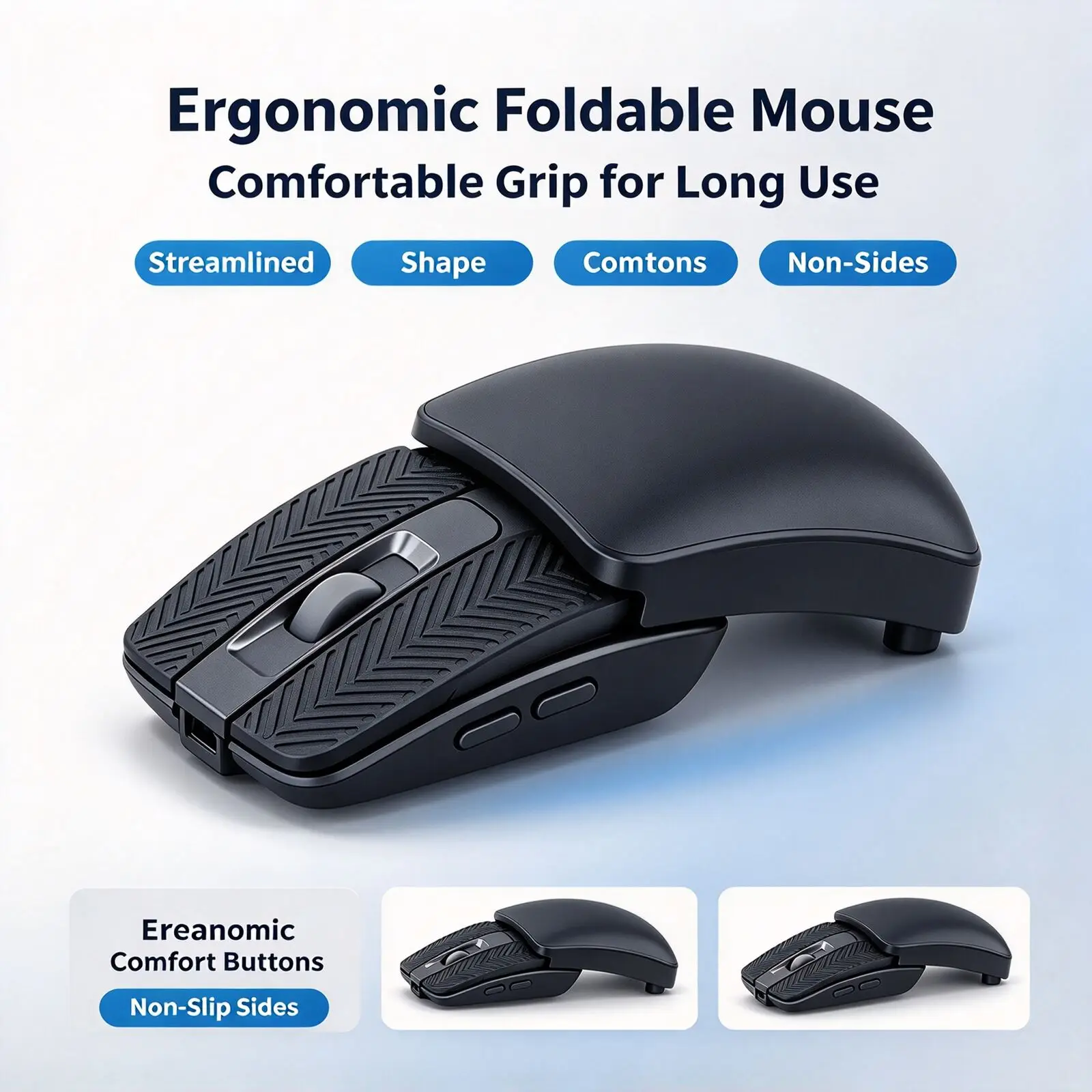 Wireless Dual Mode Sliding Folding Mouse 2.4G & Bluetooth Portable Rechargeable Computer Mouse Ergonomic Office Mice PC Laptop