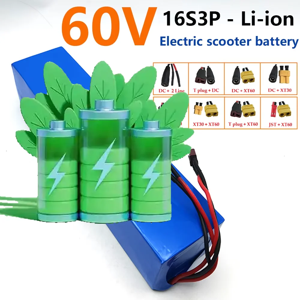 

Rechargeable battery 60V 10500mAh 18650 16S3P lithium battery pack with BMS 700W 1500W high-power