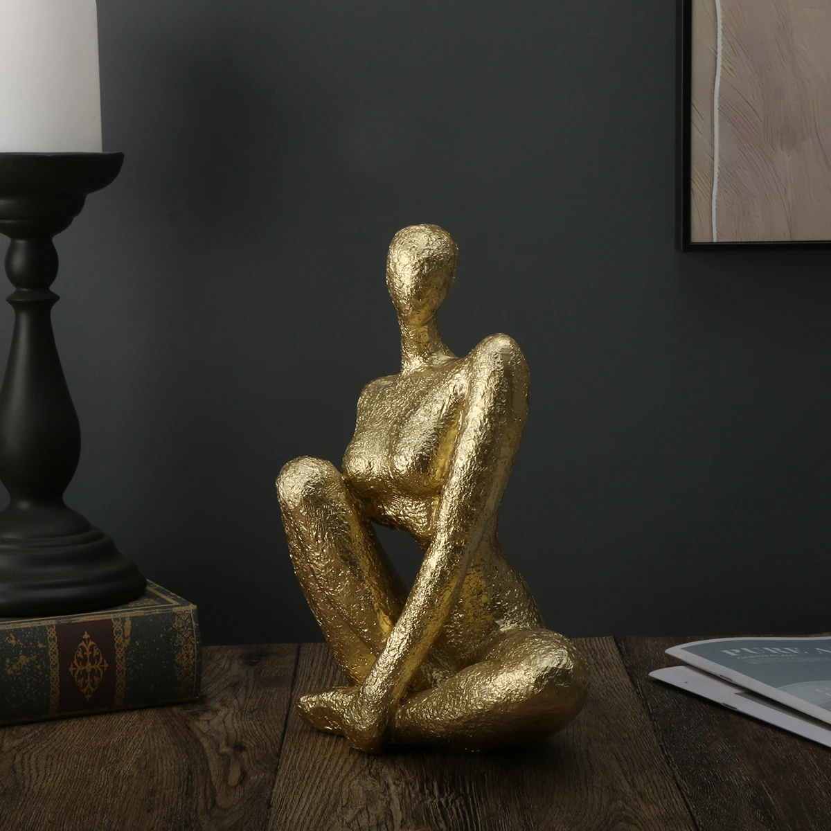 Abstrakte Körperskulptur-Kunst - Goldene Göttin Statue, Kreatives Wohndekor Geschenk – Detail 7
